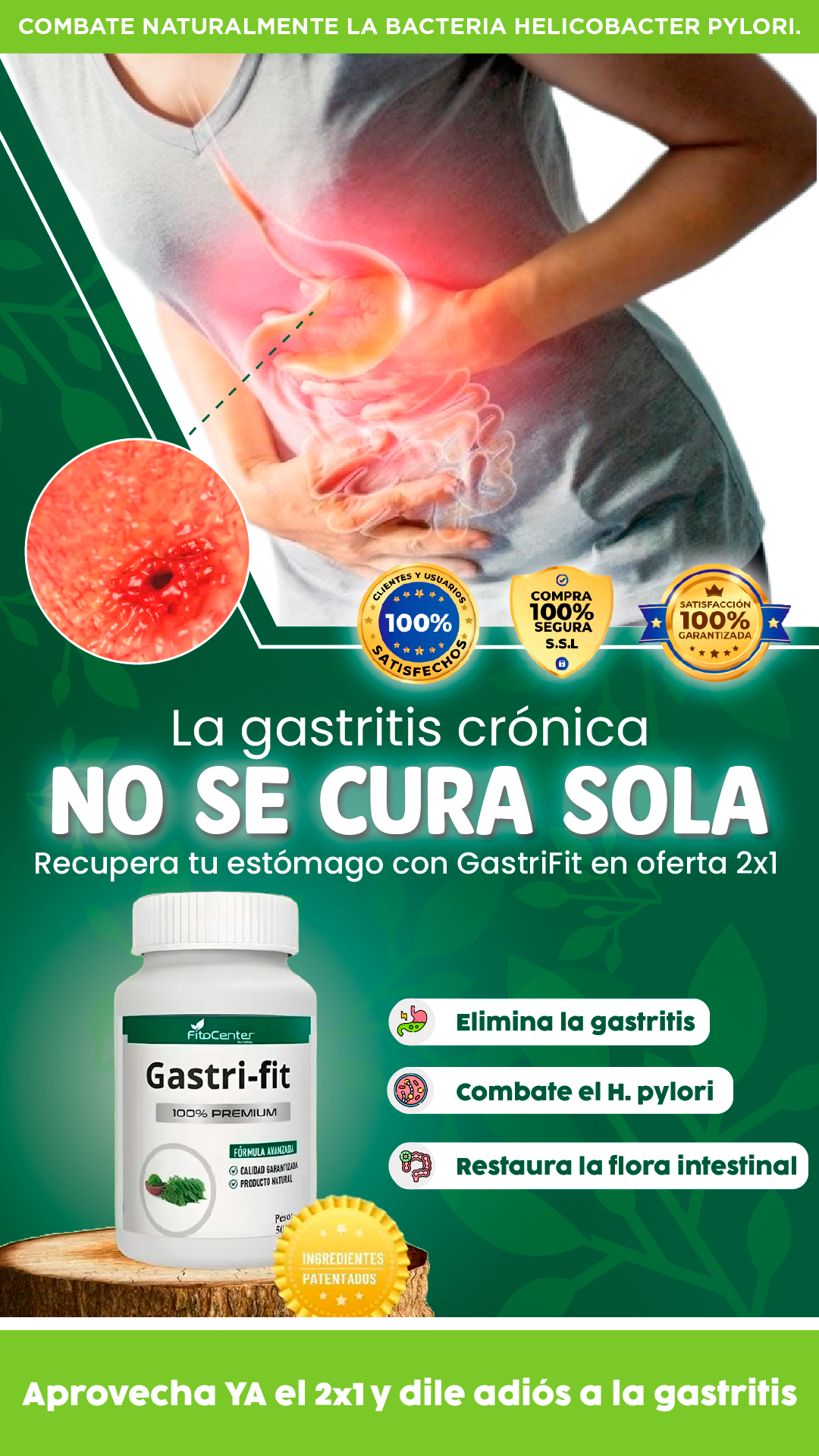 Gastri-fit| Elimina tu gastritis ¡y hoy llevas 2x1!